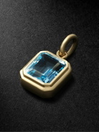 42 Suns - Large 14-Karat Gold Blue Topaz Pendant Necklace