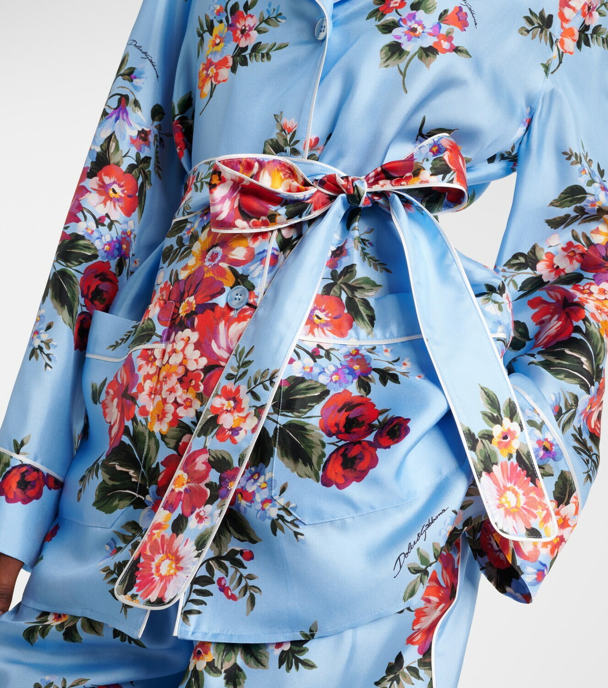 Dolce&Gabbana Floral belted silk blouse