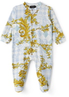 Versace Baby Blue Barocco Argyle Bodysuit