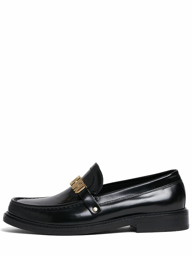 Photo: MOSCHINO - Metal Logo Leather Loafers