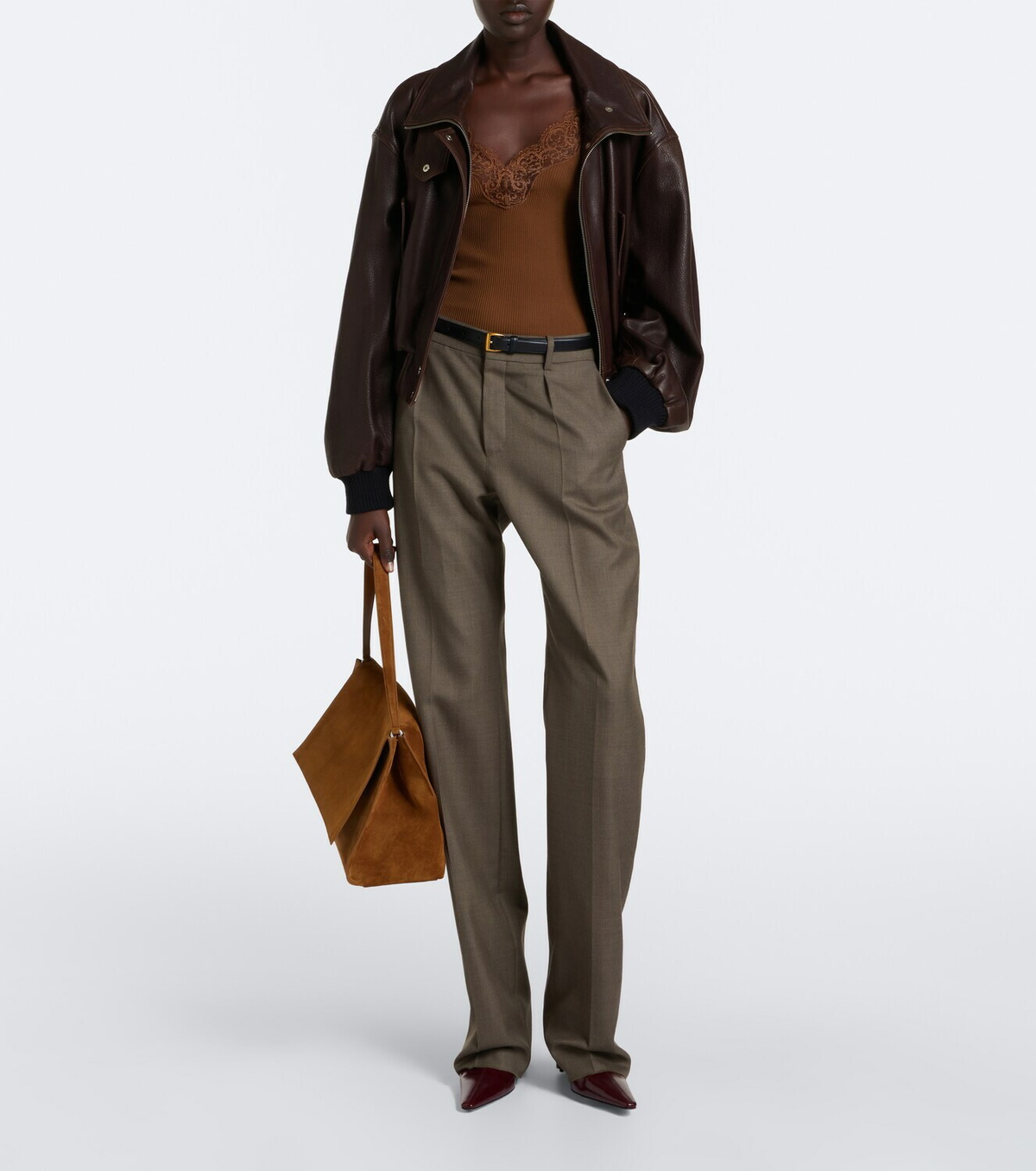 Nour Hammour Amal suede shoulder bag