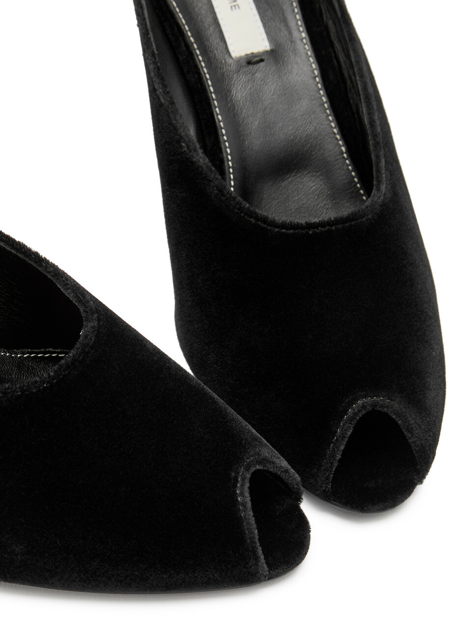 Toteme 85 Peep-toe Velvet Mules Black