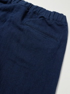 Beams Plus - Straight-Leg Pleated Linen and Cotton-Blend Trousers - Blue