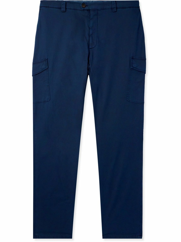 Photo: Brunello Cucinelli - Tapered Cotton-Blend Twill Cargo Trousers - Blue