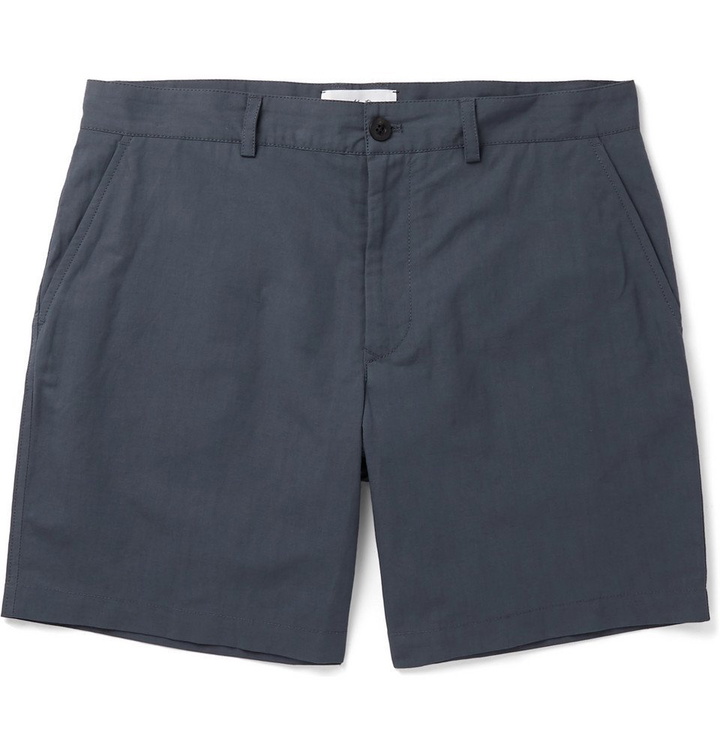 Photo: Mr P. - Linen and Cotton-Blend Shorts - Blue