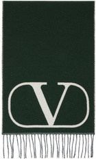 Valentino Garavani Green & Off-White VLogo Scarf