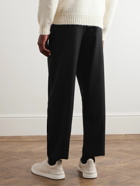 Giorgio Armani - Slim-Fit Pleated Wool-Flannel Trousers - Black