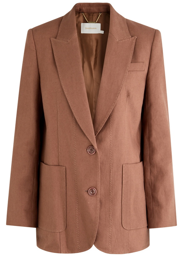 Photo: Zimmermann Illuminate Linen Blazer Brown