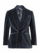 Thom Sweeney - Shawl-Lapel Double-Breasted Cotton-Velvet Tuxedo Jacket - Gray