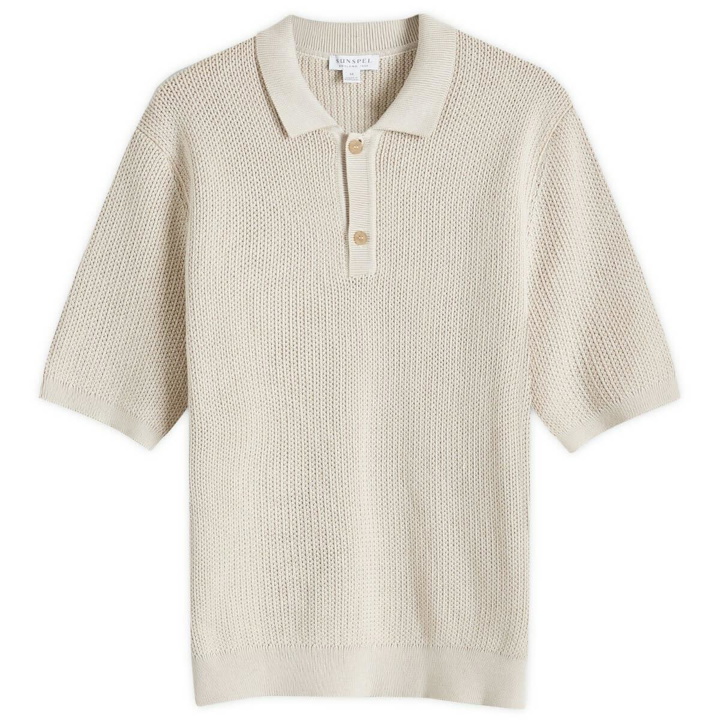 Photo: Sunspel Men's Melrose Knitted Polo Shirt in Ecru