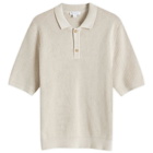 Sunspel Men's Melrose Knitted Polo Shirt in Ecru
