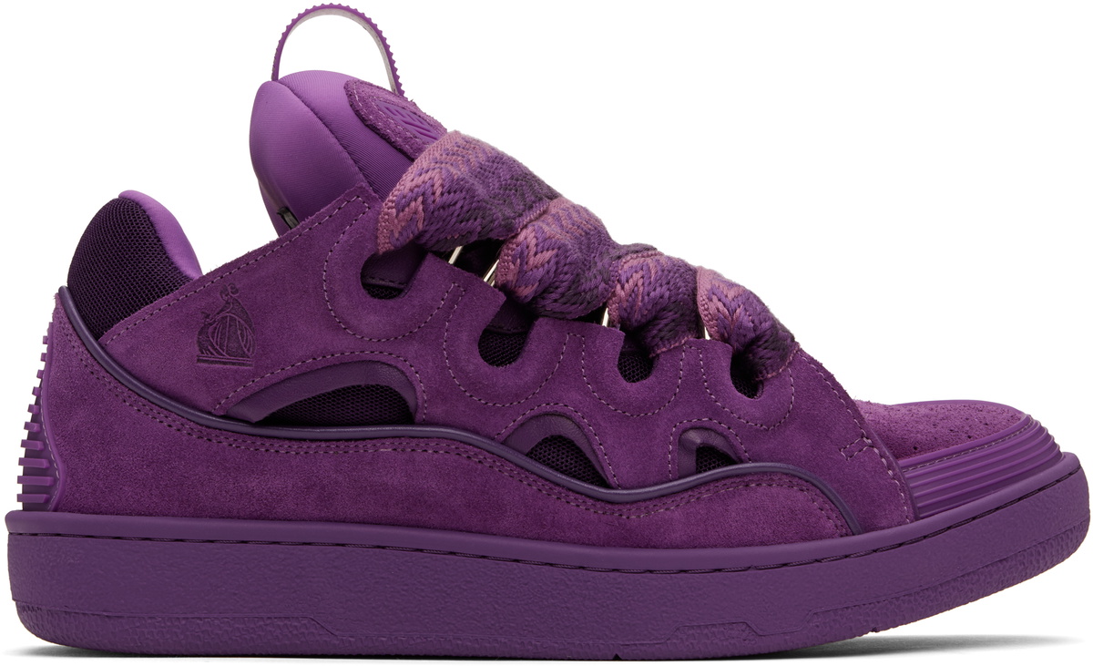 Lanvin Purple Curb Leather Sneakers Lanvin