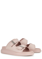 Alexander Mcqueen Black Rubber Sliders Rose