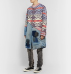 Greg Lauren - Modern Artist Panelled Distressed Denim and Jacquard-Knit Parka - Multi