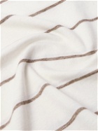 Brunello Cucinelli - Striped Linen and Cotton-Blend Polo Shirt - White