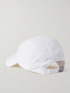 Balenciaga - Cities Logo-Embroidered Distressed Organic Cotton-Twill Baseball Cap - White