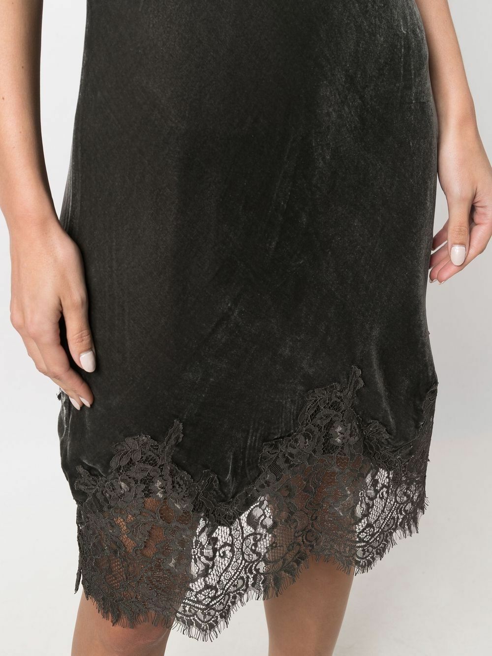 GOLDHAWK - Lace-trim Velvet Slip Dress Goldhawk