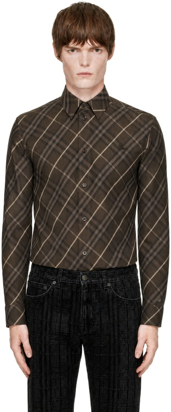 Photo: Burberry Brown Classic Fit Check Cotton Shirt