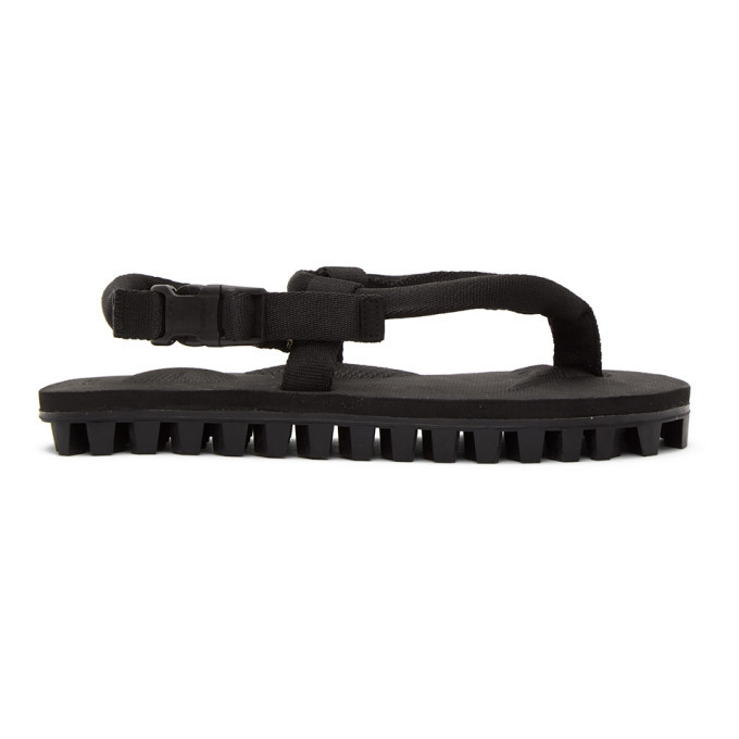 Photo: Suicoke Black Gut Ribbed Sole Flip Flops