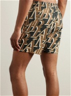 AMIRI - Stacked Straight-Leg Mid-Length Logo-Print Shell Swim Shorts - Black