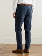 Brunello Cucinelli - Slim-Fit Pleated Linen Trousers - Blue