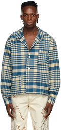 Bode Blue & Off-White Putnam Plaid Shirt