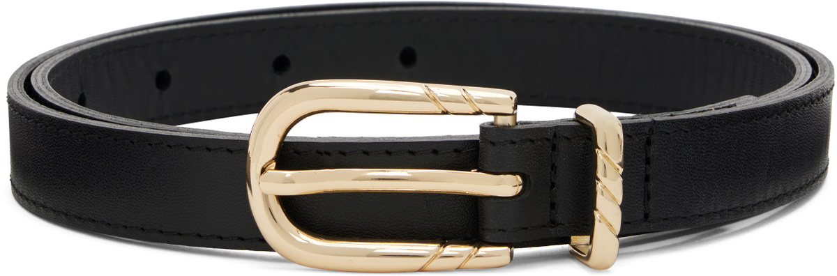 Ernest W. Baker Black Skinny Leather Belt