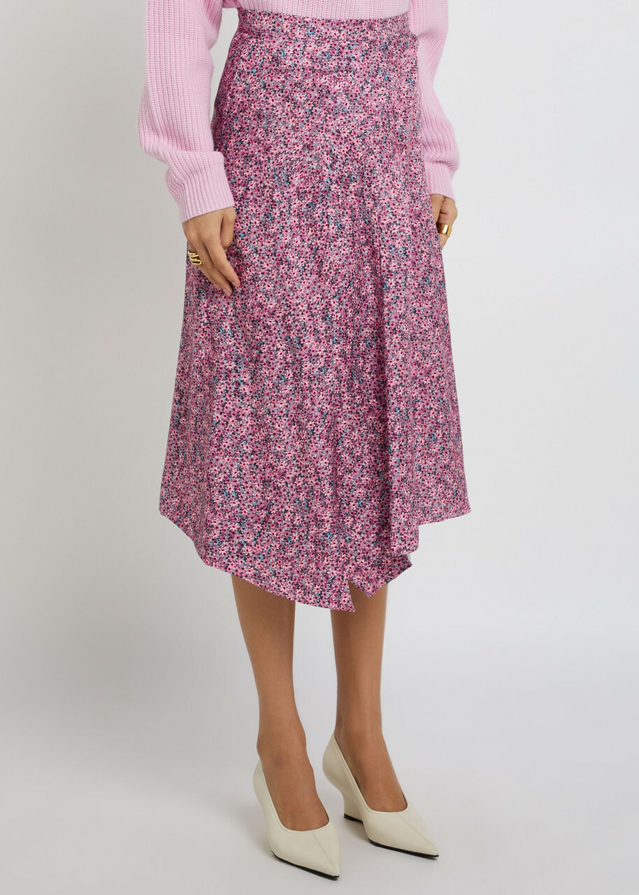 Isabel Marant Cacia Floral-print Woven Midi Skirt Pink