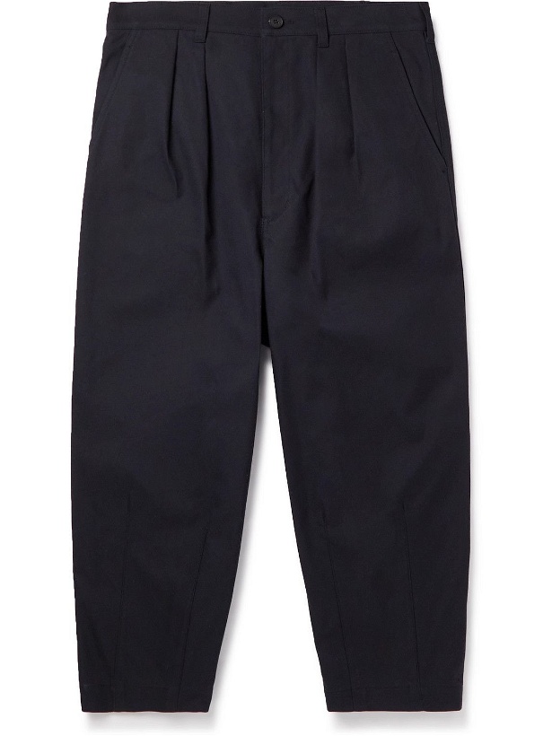 Photo: Comme des Garçons HOMME - Tapered Cropped Pleated Cotton-Canvas Trousers - Blue