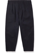 Comme des Garçons HOMME - Tapered Cropped Pleated Cotton-Canvas Trousers - Blue