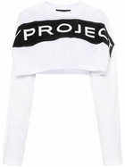 Y/Project White Logo-Appliqué Cropped T-Shirt