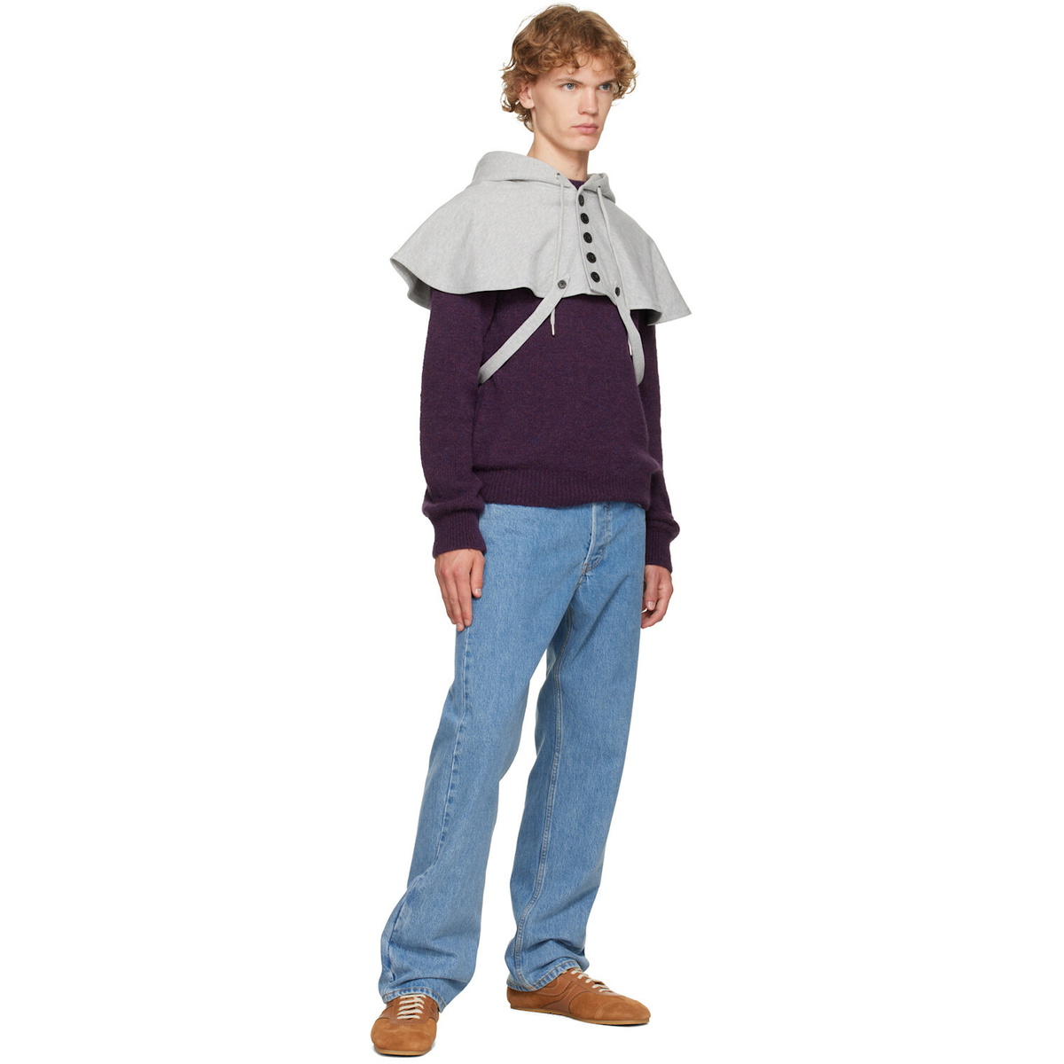 Dries Van Noten Gray Cape Hoodie