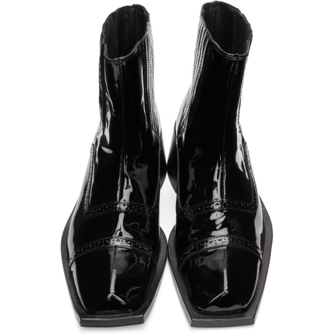Martine Rose Womens Patent Leather Ankle Shoes Black