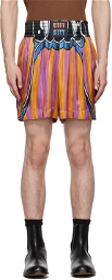Paco Rabanne Purple & Yellow Satin Stripe Shorts