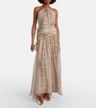 Elie Saab Snake-print silk chiffon halterneck maxi dress