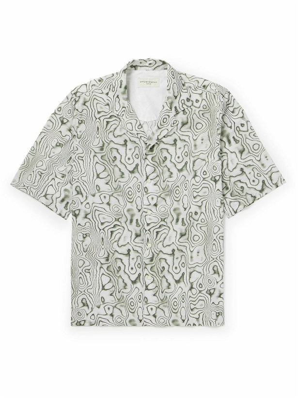 Photo: Officine Générale - Eren Camp-Collar Printed Cotton-Poplin Shirt - Gray