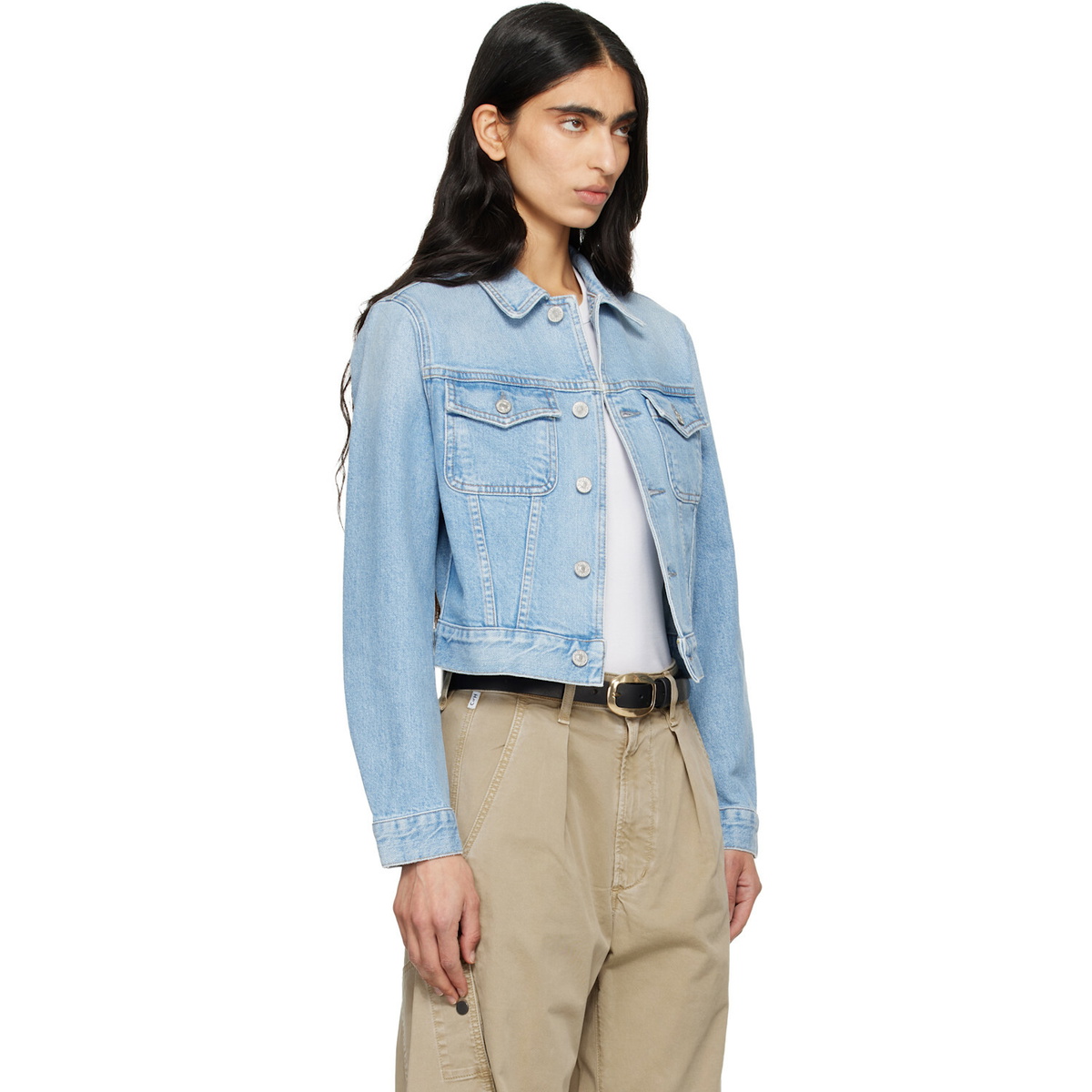 Citizens of Humanity Blue Charisse Shrunken Denim Jacket