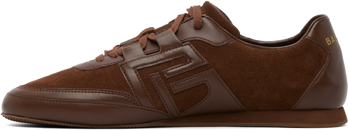 BALMAIN Brown Calfskin Sneakers