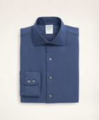 Brooks Brothers Men's Milano Slim-Fit Dress Shirt, Dobby English Collar Solid | Dark Blue