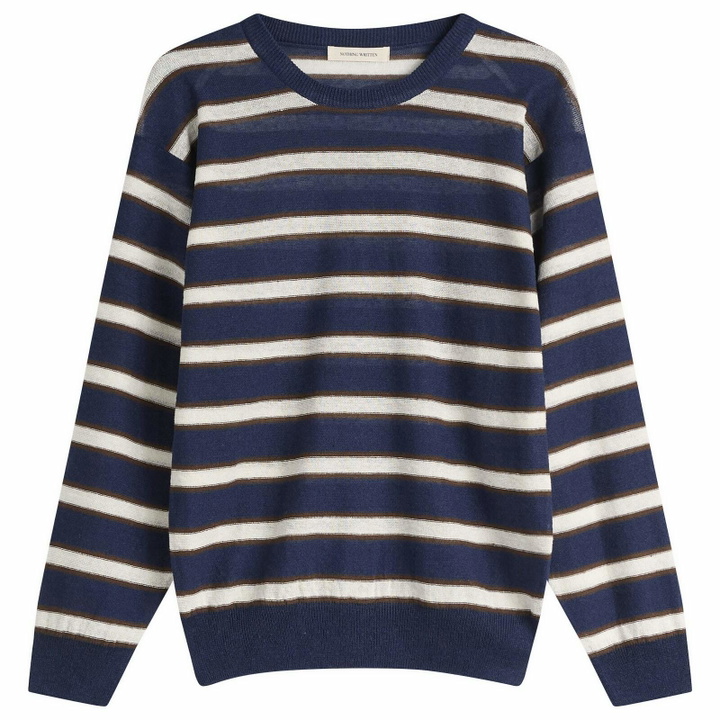 Photo: Nothing Written Women's Stripe Jumper in Dark Navy