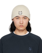 Maison Kitsuné Beige Fox Head Beanie