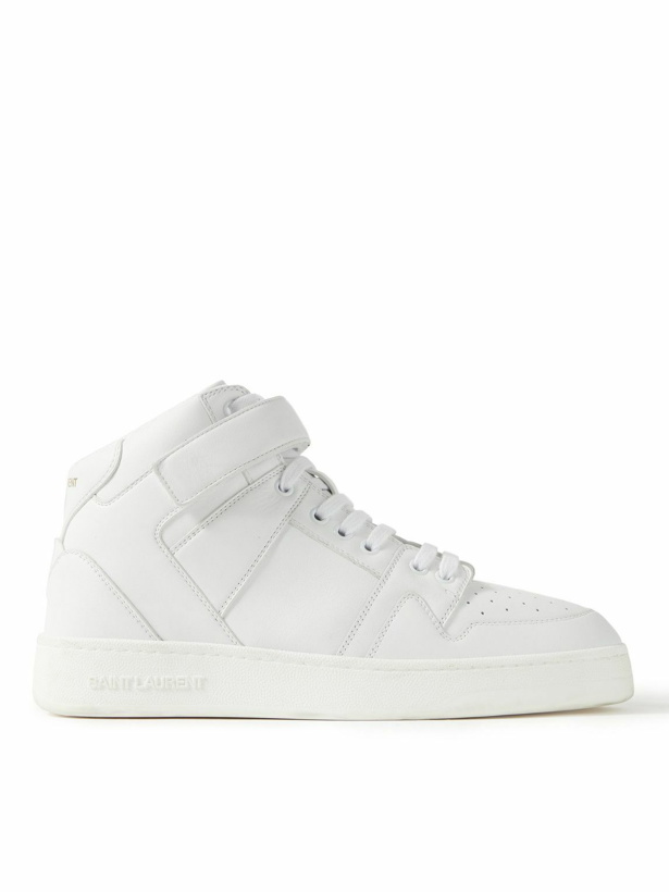 Photo: SAINT LAURENT - Greenwich Leather High-Top Sneakers - White