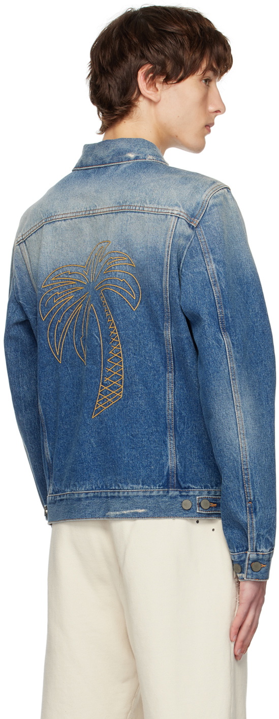 Palm Angels Blue Classic Logo Denim Jacket