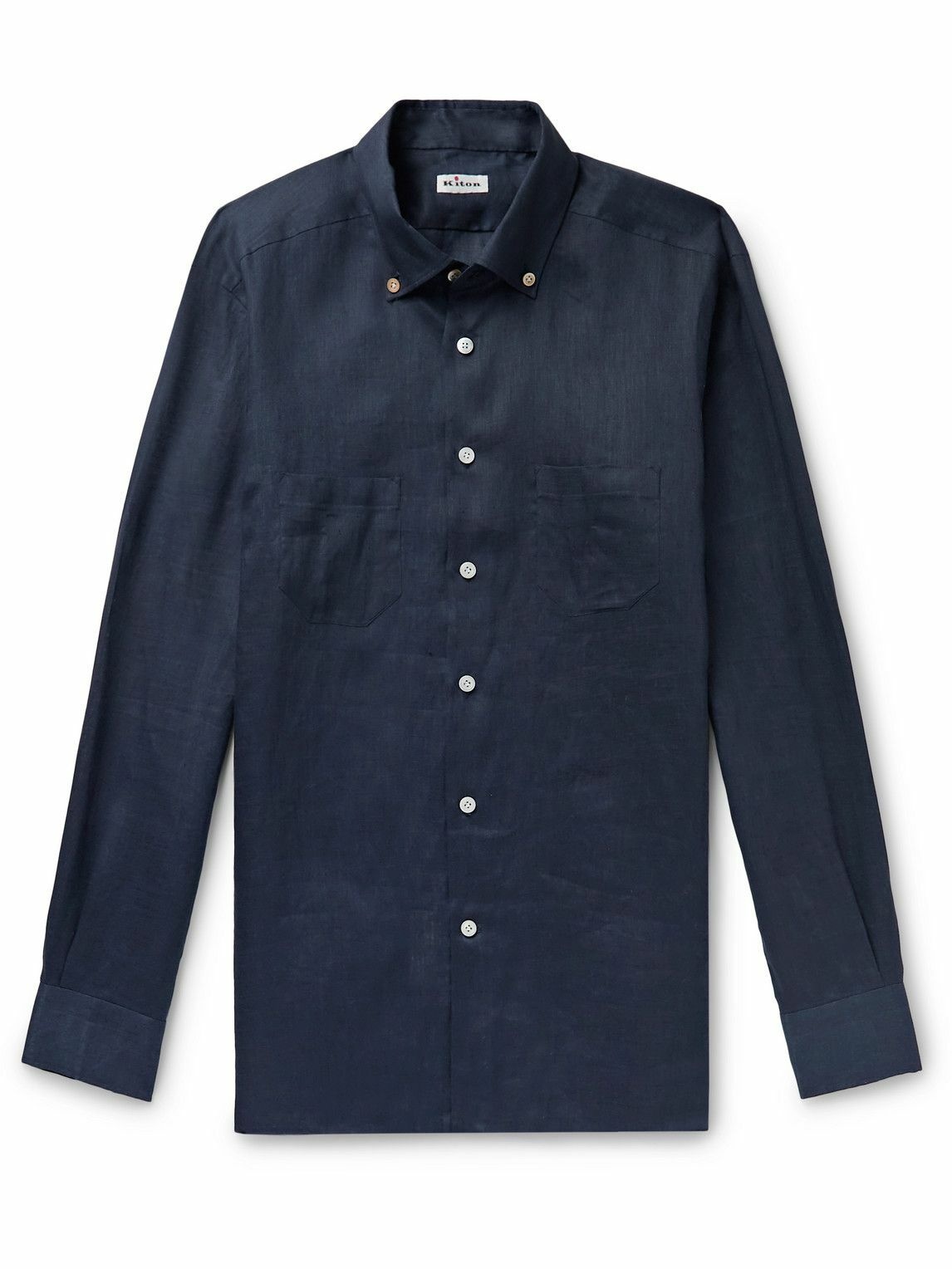 Kiton - Button-Down Collar Linen Shirt - Blue Kiton