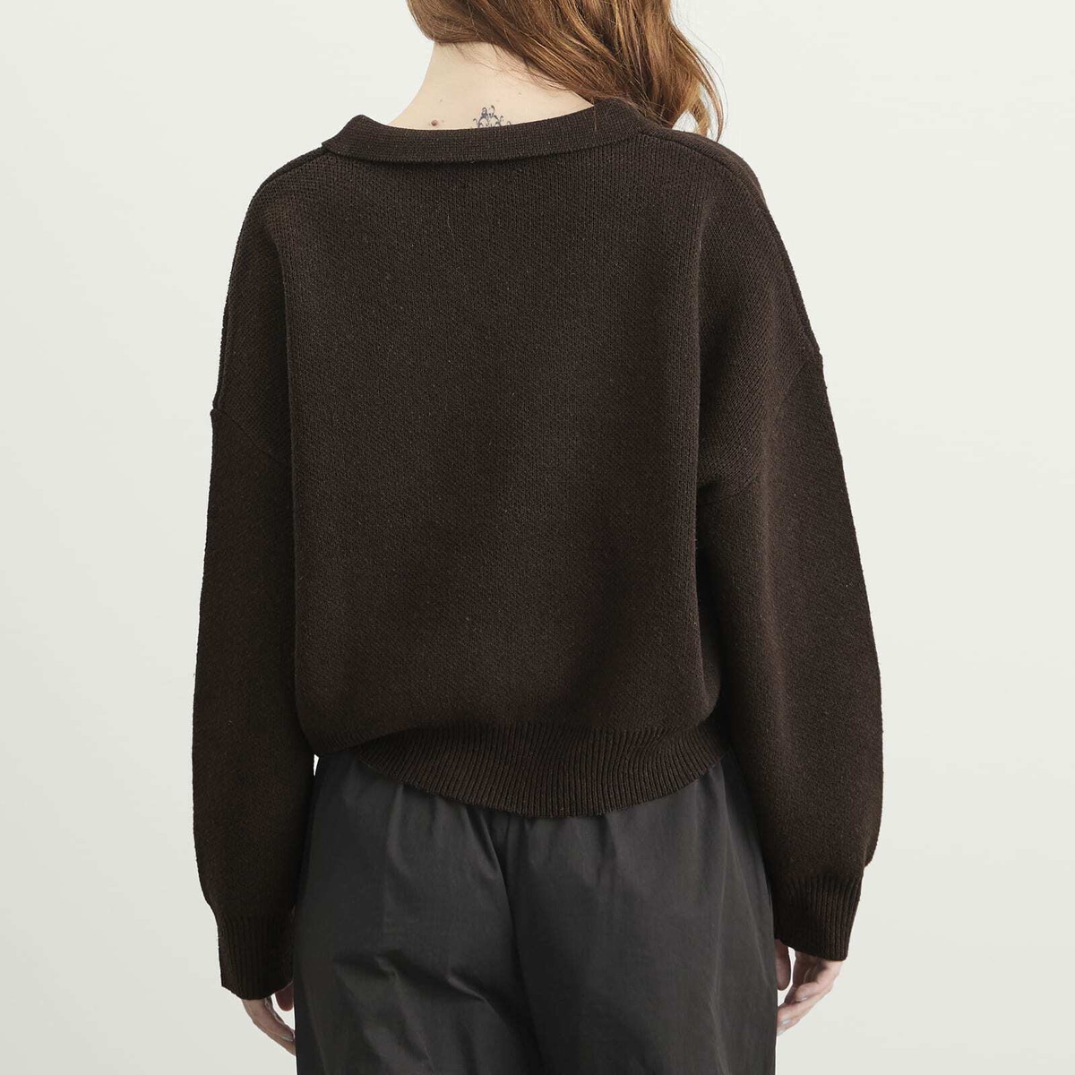 Deiji Studios Women's Collared Pullover in Burnt Wood