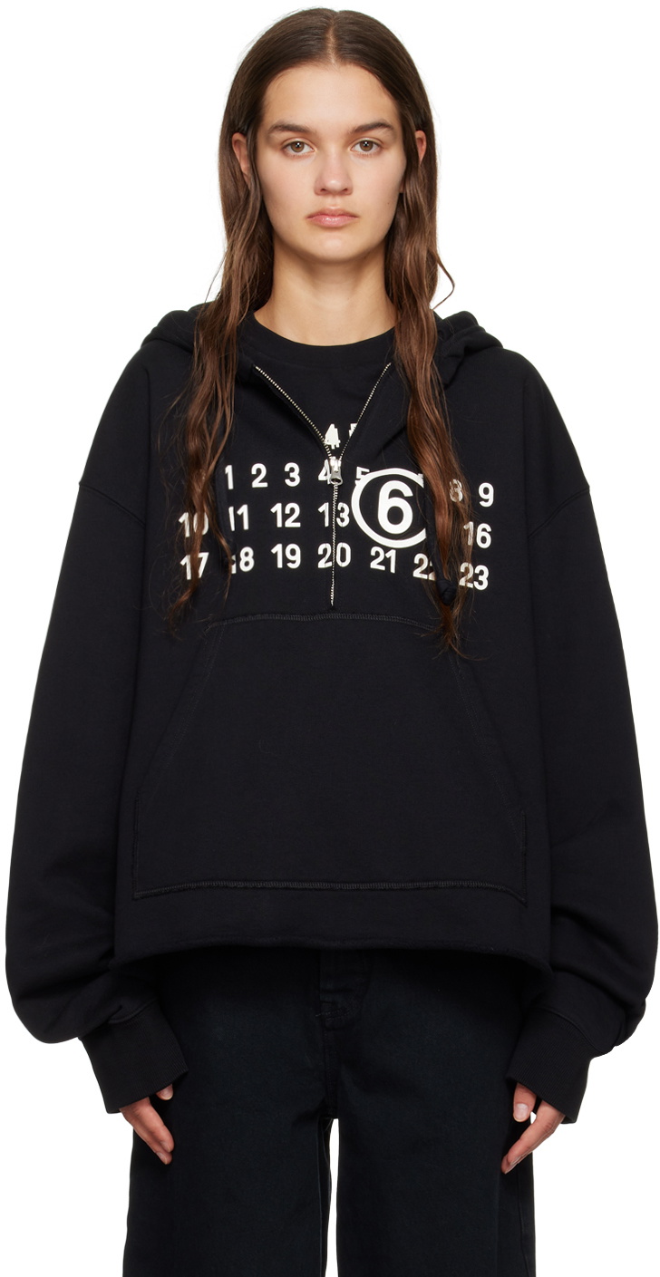 MM6 Maison Margiela Black Half-Zip Hoodie MM6 Maison Margiela