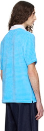 Casablanca Blue Knit Piqué Short Sleeve Polo