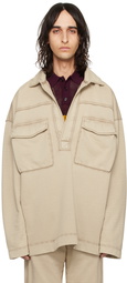 Dries Van Noten Beige Dropped Shoulder Polo