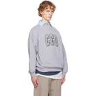 Balenciaga Gray & Blue 'CEO' Team Logo Dry Molleton Shirt Crewneck