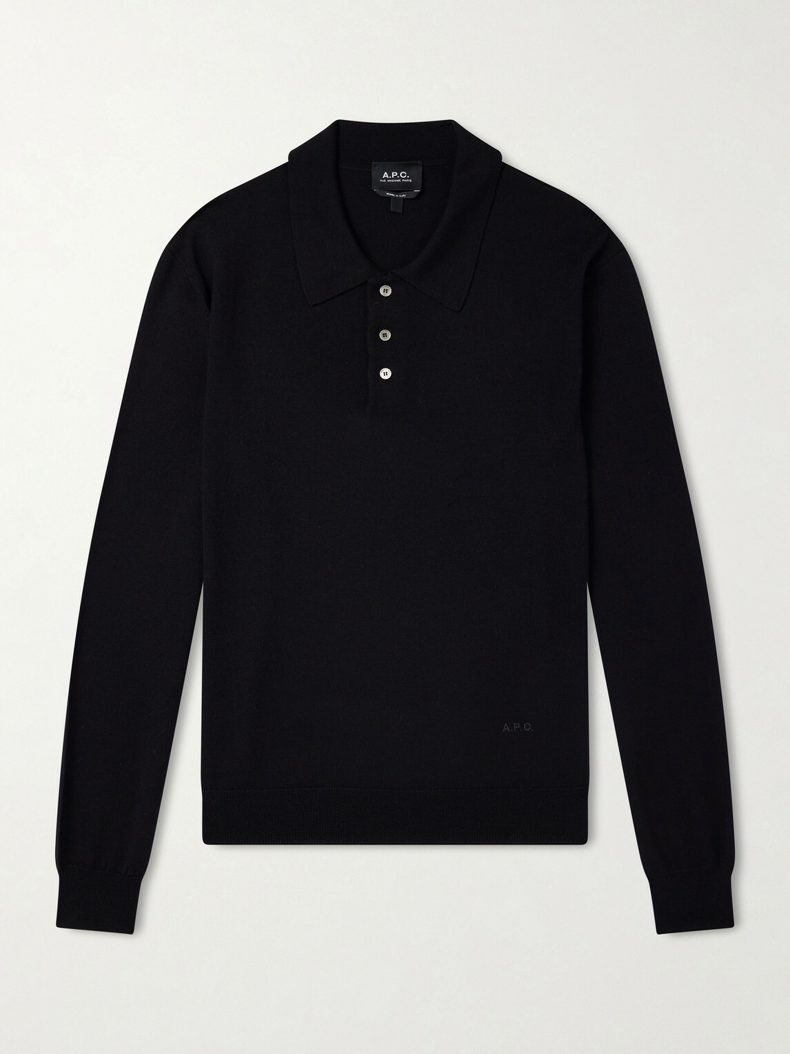 A.P.C. - Riou Virgin Wool Polo Shirt - Black